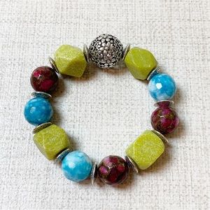 Statement Stone Bead Stretch Bracelet